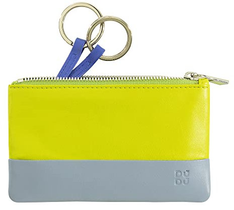 DUDU Buntes Schlüsseletui aus Leder Unisex mit Reißverschluss Lime