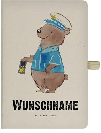 Mr. & Mrs. Panda DIN A4 Personalisiertes Notizbuch Polizist Herz - Personalisierte Geschenke, Studium, Polizei, Rente, Firma, DIN A4 Notizbuch