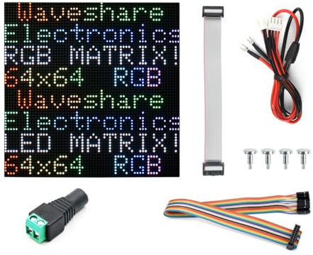 Waveshare Flexible RGB Full-Color LED Matrix Panel 3mm Pitch 64x64 Pixels Adjustable Brightness and Bendable PCB Compatible with Raspberry Pi/Raspberry Pi Pico / ESP32 / Arduino