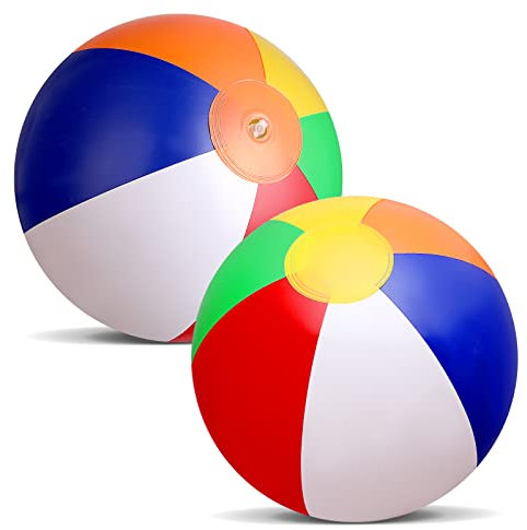 Abeillo Lot de 2 Ballons de Plage gonflables de 33 cm – Jouets Aquatiques pour Plage d'été, Jeux de Piscine et activités de Plein air (Arc-en-Ciel)