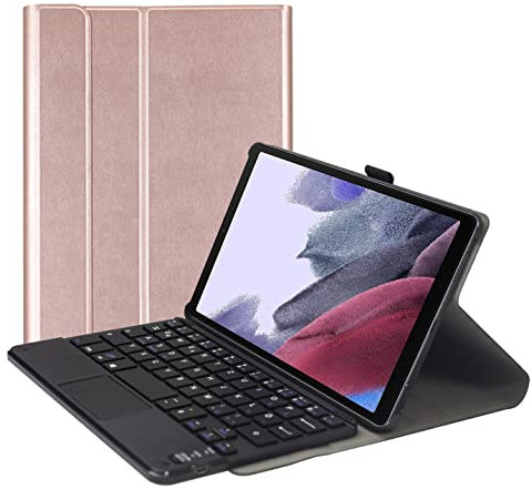 Bueuwe Tastatur Hülle für Samsung Galaxy Tab A7 Lite 8.7'' [Modell: SM-T220/SM-T225], QWERTZ Deutsch, Abnehmbare Bluetooth-Tastatur Mit Touchpad,Rosa