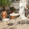 3-Teiliges Bistro-Set, Schmiedeeisen, Runder Gartentisch Und Stühle, Gartenterrasse, Balkon, Metalltisch, Möbel Für Garten, Hinterhof, Balkon,Weiß