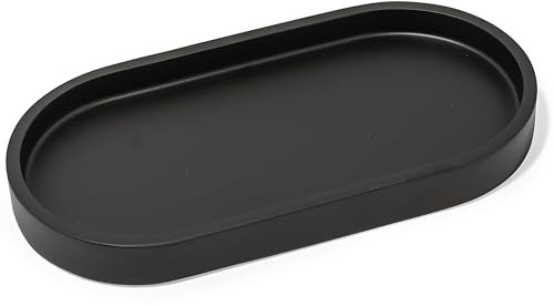Yew Design - Matte Black Round Soap Dispenser Tray, 8” Soap and Lotion Bottle Tray Organizer Plate for Bathrooms, Kitchens, Countertops - Holds 2 Soap Dispensers