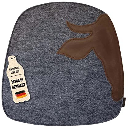 kontor28® - nachhaltiges Sitzkissen Xaverl, Stuhlkissen handgefertigt Made in Germany, 39 x 40 cm aus upcycling rPET Filz + Echtleder, Sitzauflage - Outdoor geeignet & waschbar, anthrazit 2er Set