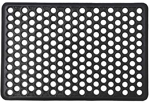 VL Rubber Door Mat 40x60cm – Durable Door Mats Outdoor with Textured Drain Holes and Anti-Slip Base – Easy Clean Outdoor Mat for Muddy Entryways, Garden Paths, Garage or Porch (Pack of 1)