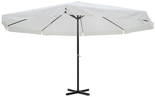 Festnight Sonnenschirm 5m Durchmesser Sonnenschirm Alu Gartenschirm Schirm mit 8 Alu-Rippen Weiß Große Kreuzstandfuß Marktschirm Sonnenschirm Groß