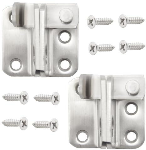 Hocansen 2 Stück Riegel Schloss Türriegel Edelstahl Riegelschloss Klein mit Schrauben Sicherheits Türschloss Riegel mit Vorhängeschloss Loch Schiebe Bolzen für Türen,Fenster (Silver/HD-MS)