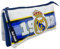 Real Madrid Astuccio portapenne con stemma ricamato a tre scomparti 22 x 12 cm, blu, Borse scolastiche