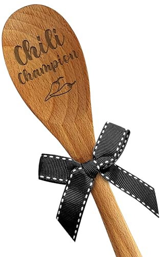 LRUIOMVE Chili Champion Wooden Serving Spoon - Suitable for Cooking, Chili Contests, Mixing, and Stirring - Great for Chili Cook Offs - Funny Spoon Gifts for Him, Her, Boys, Girls, Husband, Wife