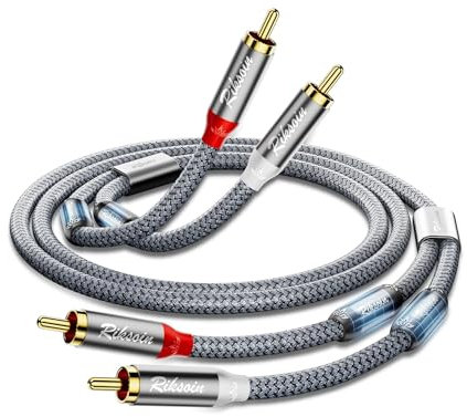 RIKSOIN Cinch Kabel 0.5m, [Anti Interference Magnetic Ring] 2x RCA Stecker auf 2x RCA Stecker Audio Kabel mit Nylon Geflecht 2RCA HiFi Aux Kabel für Verstärker, Heimkino, TV, DVD