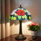 Blivuself Tiffany Stil Rote Rose Bunt Glas Tischlampe Schlafzimmer Nachttisch Lesepult Licht Für Büro Schlafsaal Bar Retro Einzigartige Nette Akzent Dekor 12 Dorf Geschenk Nachttisch Lampen