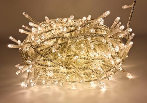 Catena luminosa natalizia a led da interno e da esterno luci per albero di natale IP44 15 metri 300 led (300 led - trasparente - luce calda)