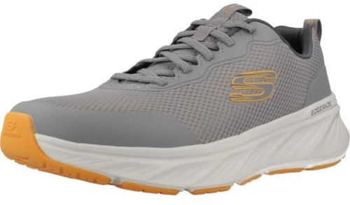 Skechers Edgeride RekzeSneaker für Herren, Graues Netz-TPU, orangefarbener Rand, 46 EU