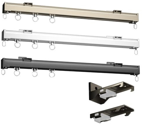 Glattes, Leises Vorhangschienen-Set Mit Beschlägen, für Wohnzimmer, Falldecke, Dusch-Deckenschienen-Set, Decken- Oder Wandmontage, Deckenschiene Gardinen Schienensystem, für Vorhänge Wohnmobil (Color