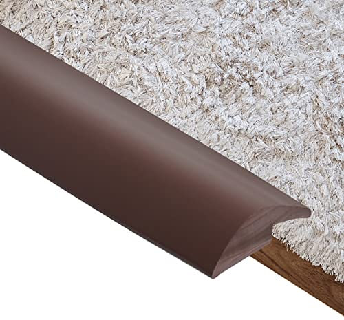Bantie 2M Carpet Trim Strip, Self Adhesive PVC Laminate Door Threshold Strip,Vinyl Flooring Edge Trim,Edgings Rubber Flooring Edge Strip, Suitable for Transition of Slope Threshold Below 5mm.(Brown)