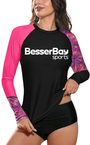 Rash Guard Damen Schnell Trocknend Badeshirt Schwimmshirt Langarm Surfshirt Stehkragen Sonnenschutz UV Shirt 18B4 36 EU/Small