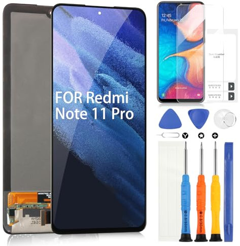 ARSSLY AMOLED LCD Pantalla para Xiaomi Redmi Note 11 PRO/Redmi Note 11 PRO 5G 6.67'' Pantalla para Redmi Note 11 PRO 5G LCD Reemplazo de la Pantalla Táctil Digitizer Full Assembly con Herramientas