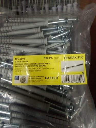 Cheville Percussion Panneaux Isolants Maçonnerie Pleine Plaque de plâtre Isolation Manteau (diamètre 8 mm x longueur 80 mm (100 pcs))