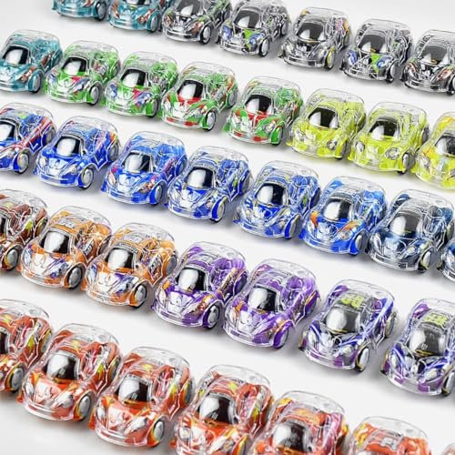 LITTLECUCU 50 Pcs Mini Pull Back Cars Toy Gift Packs, Racing Vehicles for Kids Toddlers, Bulk Toys Party Favors Treasure Box, Classroom Prizes, Pinata Fillers,Goodie Bag Stuffers for Boys Girls