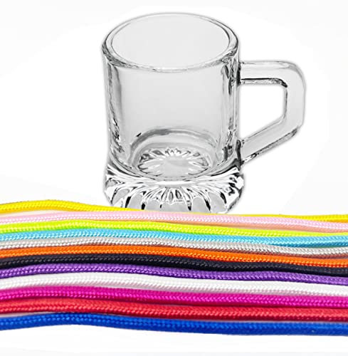 24x Schnapsglas zum Umhängen aus Glas mit Henkel, am Band, Party JGA, viele Farben