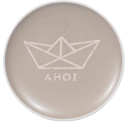 Seaside No.64 - maritimes Steingut-Geschirr in beige - Mix & Match Serie aus Keramik - nautische Motive zum Kombinieren - Küchenzubehör, Geschenkartikel (Frühstücksteller Ø20,5cm, Papierboot)