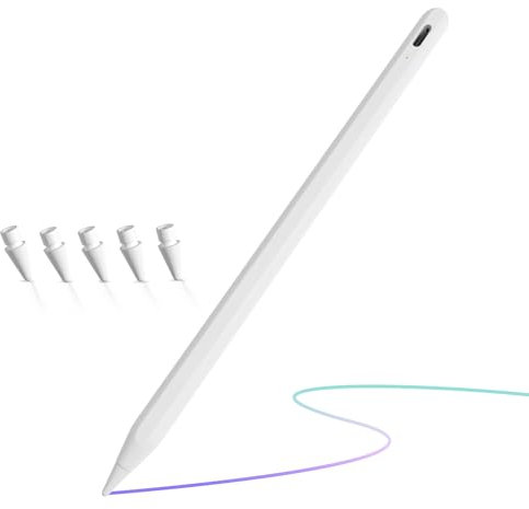 iPad Apple Pencil de 9ª y 10ª generación, lápiz capacitivo de carga rápida para iPad rechazo de palma y sensibilidad de inclinación, compatible con iPad Pro de 11/12.9 pulgadas, iPad Mini 5/6, iPad