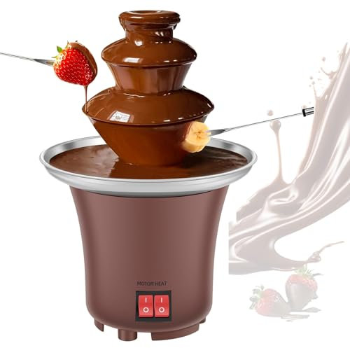 Mini Chocolate Fountain, 3 Tier Fountain Maker, Holds 10 Oz Chocolate, Electric Chocolate Melter, Easy to Clean, Suitable for Parties and Weddings, Cheese, Dips, Strawberries, Vegetables