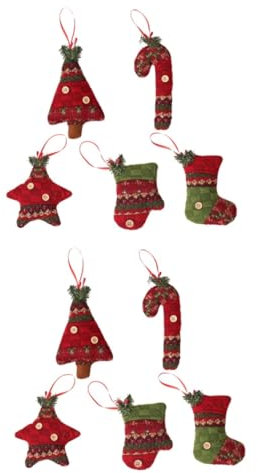 Warmhm 10 STK Weihnachtsschmuck aus Zuckerrohr süße Weihnachtsstrümpfe Weihnachtstüten weihnachtsbaumdeko Tannenbaum Dekoration für kleine Party-Hängeornament Stoff