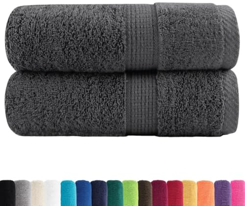 vidaXL Premium Gästetücher SOLUND 2 STK., Handtuch Saugfähig, Gästehandtuch mit Schlaufen, Handtücher Badetücher, Anthrazit 30x50cm 600g/m² 100% Baumwolle