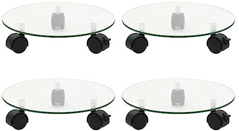 Lauuoeriau Haus & Garten, Rasen & Garten, Gartenarbeit, Pflanzenständer, Pflanzenrollen, 4 Stück, 28 cm, gehärtetes Glas, rund