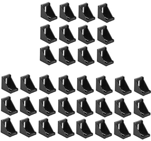 SEWOART 60 Stück 3030 Eckwinkel drucklufthammer druckkopfreiniger fräsmaschine cnc aluprofil verbinder fräser cnc Aluminium 90-Grad-Winkel-Eckhalterung Ständer Beschlag befestigen Black
