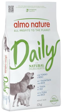 Almo Nature Daily - Crocchette per Cani Adulti - Gusto Tonno e Riso - Cibo Secco Completo e Bilanciato - Sacco da 12 kg