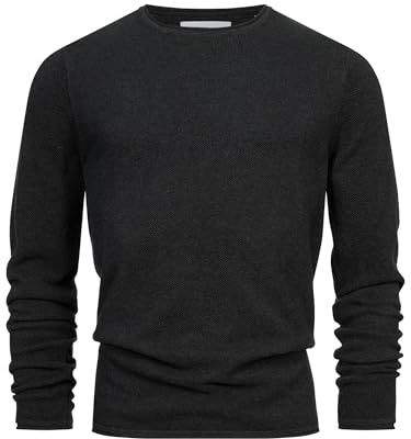 KRONSTADT Herren KSPep Feinstrickpullover mit Rundhals-Ausschnitt | Strickpullover aus Baumwollmix Charcoal Mix, L