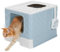 Litter Box Tray With Scoop Lid for Small and Medium Cats (Blue)