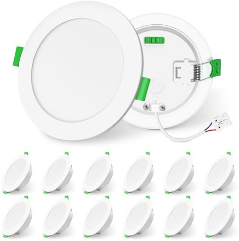 ALUSSO LIGHTING Einbaustrahler LED Spots 230V Dimmbar 10W 1050lm Einbauleuchten Hohe Helligkeit, Warmweiß Neutralweiß Kaltweiß Deckenspots Ultra Flach Deckenleuchte IP44 für Badezimmer Küche, 12er Set