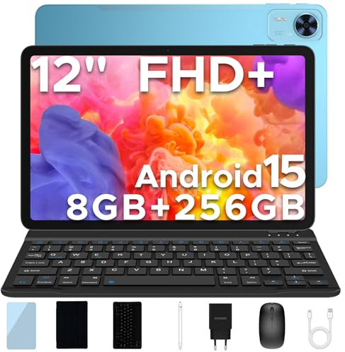 DOOGEE T36 Tablet Android 15, Tablet 12 Pulgadas 2.4K 90Hz, Tablet Octa-Core, 20GB+256GB/2TB Tablet con Teclado, 8800mAh/ Widevine L1, 4G LTE/ 13MP+8MP/ BT5.0, Tablet con Ratón, Funda, Lapiz