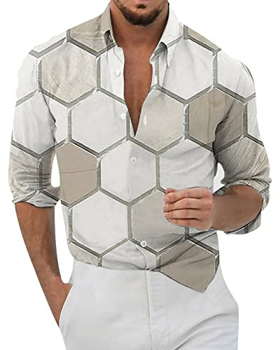 Elegante da Uomo Shirt Elegante a Maniche Lunghe in Lino Stampato Camicia Casual Fantasia Camicia di Flanella Uomo Camicia Pile Uomo Invernale Cerniera Uomo No Stiro 39Camicia Uomo