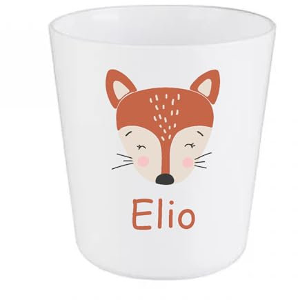 Gobelet Enfant Personnalisé – Incassable en Polymère – Motif Renard + Prénom – Idéal École, Bébé, Enfant, Cadeau Anniversaire ou Naissance