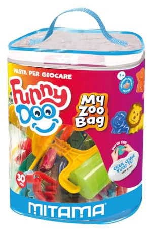 Mitama Sacca My Zoo Bag Funny Doo, Pasta da modellare, 30 pezzi, Scatola Gioco con formine, da 3 anni in su, Gioco e Tempo Libero, Bambini