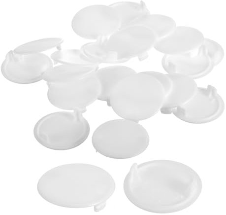 sourcing map 80Pcs Hinge Hole Covers, 35mm(1 3/8) Dia Plastic Concealed Hole Cover Round Flush Type Caps for Furniture Cabinet Cupboard, White