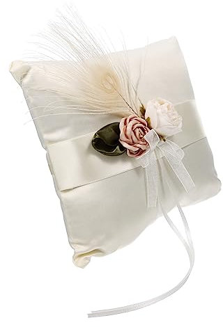 VILLFUL Ringkissen Mit Satinblumen Für Hochzeit Ringhalter Aus Stabilem Material Dekorativ Für Eheringe
