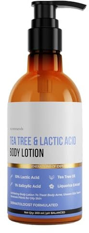 Te.a Tree & Lactic Acid Body Lotion with 1% Salicylic Acid – 200 ml | pH Balancing Moisturizer | Fights Body Acne, Bumps & Uneven Skin Tone | Lightweight, Non-Greasy Formula | For Men & Women