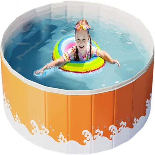 Piscine Non Gonflable pour, Piscine Hors Sol Pliable Peu Encombrante, Natation Solide, Portable(Orange,90 * 48cm)