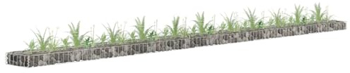 YITHOPI Galvanized Steel Gabion Raised Bed for Outdoor Garden Planting, Rustic Industrial Planter Box with Durable Construction Silver, 177.2 x 11.8 x 3.9 in