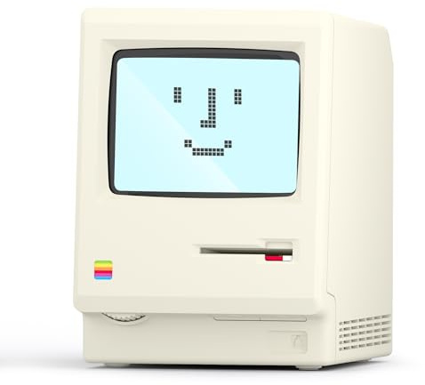 MUMUQ Maclock WB-8 Retro Pixel Alarm Clock | 1984 Retro Design, Pixel LCD, 5 Alarm Modes, Dimmer, Floppy Prop, USB-C Rechargeable – Nostalgic Desk Gift