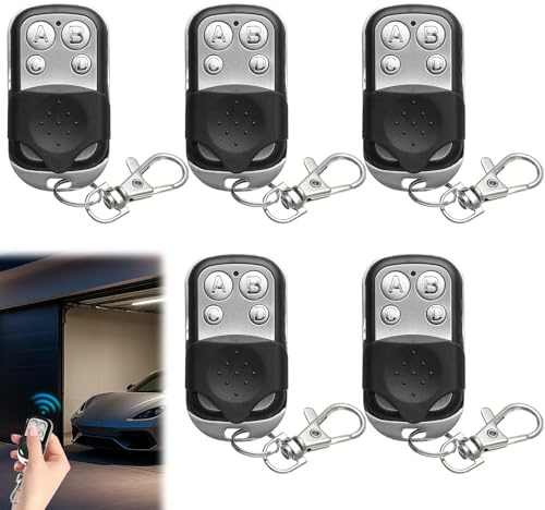 5PCS Universal Garage Door Remote, 433MHz Remote, Wireless Gate Fob, Garage Door Opener, Durable 4-Button Cloning Key for Roller Shutters & Automatic Gate Systems
