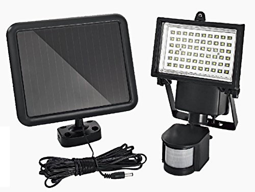Trango 60 SMD LED Solarstrahler IP44 TGSOL-YF60 I Solar Wandleuchte I Solar Fluter Strahler inkl. Automatik ON/OFF durch Bewegungsmelder & Helligkeitssensor I Solarleuchte