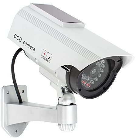com-four® caméra factice pour l'extérieur - caméra factice avec Support Mural - caméra de sécurité Solaire avec LED pour la Maison - caméra de Surveillance factice (01 pièces)