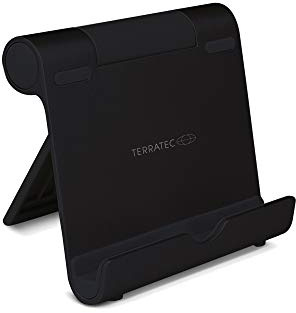 TERRATEC iTab S Schwarz, Smartphone & Tablet Multiwinkel-Ständer aus Aluminium, Für iPhone, iPad, Samsung Galaxy, Google Nexus und weitere, einstellbarer Betrachtungswinkel