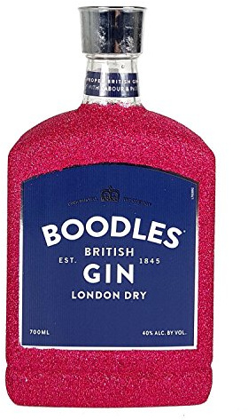 Boodles London Dry Gin 0,7l 700ml (40% Vol) Bling Bling Glitzerflasche - hot pink -[Enthält Sulfite]